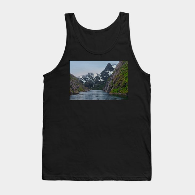 Entering Trollfjord at Midnight in Norway Tank Top by MartynUK